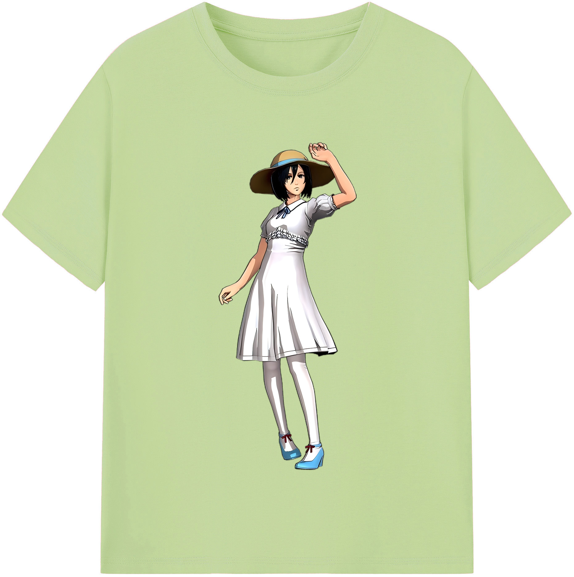（画像用） 進撃の巨人 ミカサ·アッカーマン Attack on Titan Mikasa Ackerman 綿100％半袖Tシャツ（フロントプリント）
